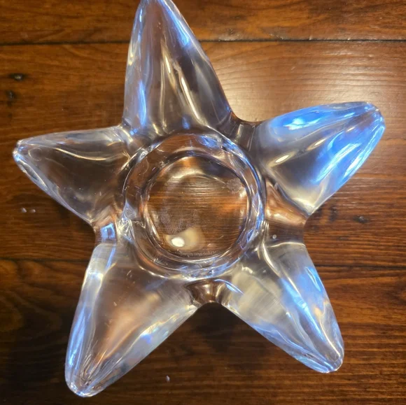 ORREFORS (Sweden) Pair Of Crystal Starfish Candle Holders. - Picture 2 of 4